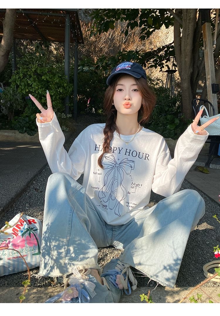 Vapetix S-XL White Casual Long-Sleeve T-Shirt for Women, Spring and Autumn Lightweight, Exquisite Covering Shirt – Bild 4