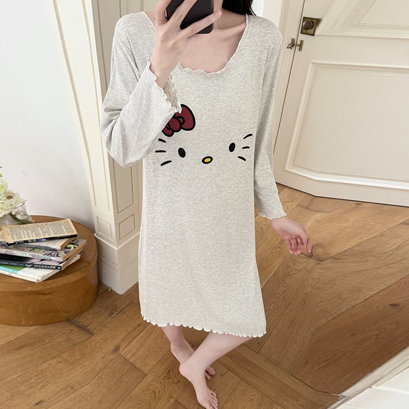 Vapetix M-XXL New Treasure (Autumn 80) Fall Medium-Long Loose Women's Cute and Sweet Cartoon Ribbed Pit Strip Cot – Bild 2