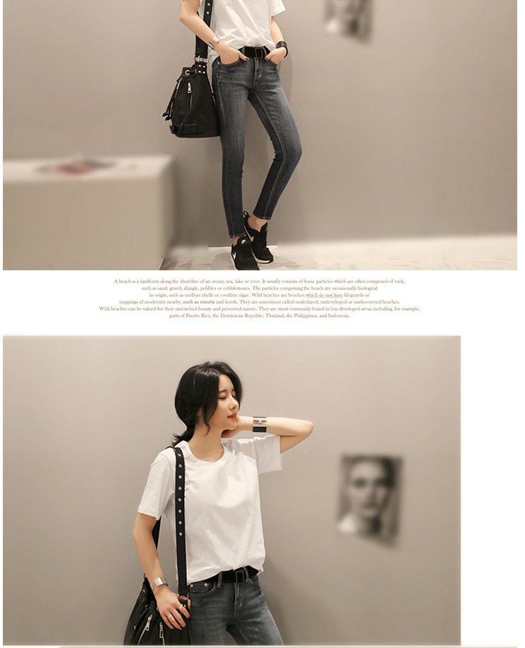 Vapetix M-XXL Pure White T-Shirt for Women, Short-Sleeve, Korean Style, Versatile, Loose Fit, Personalized, Top S – Bild 2