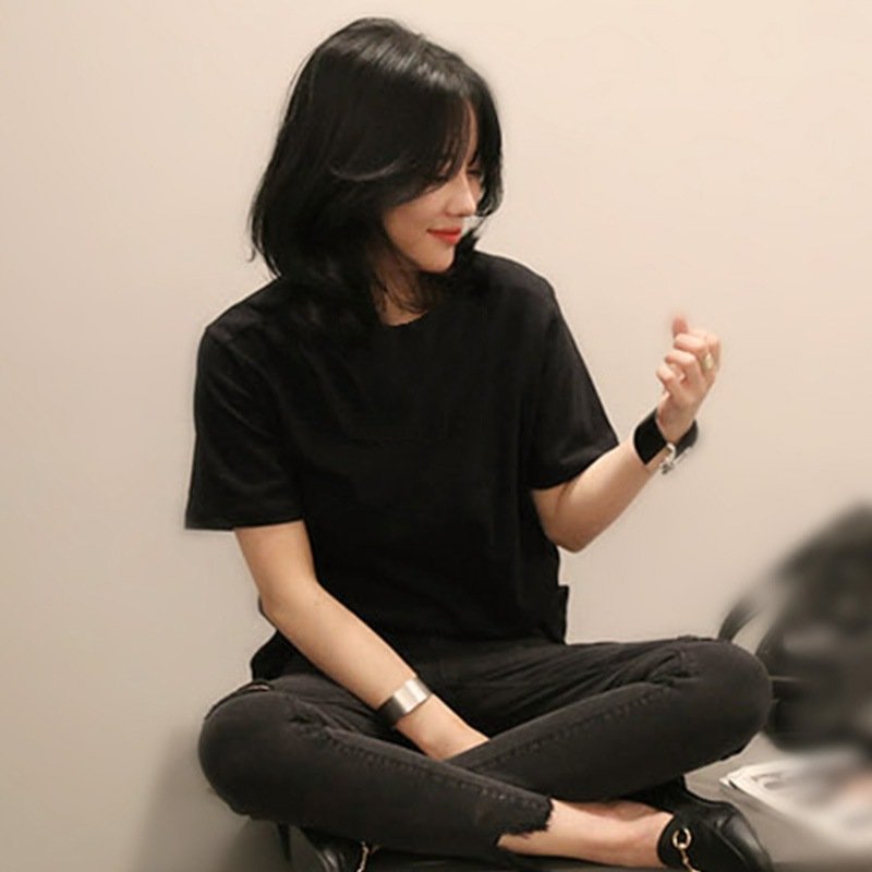 Vapetix M-XXL Pure White T-Shirt for Women, Short-Sleeve, Korean Style, Versatile, Loose Fit, Personalized, Top S – Bild 4