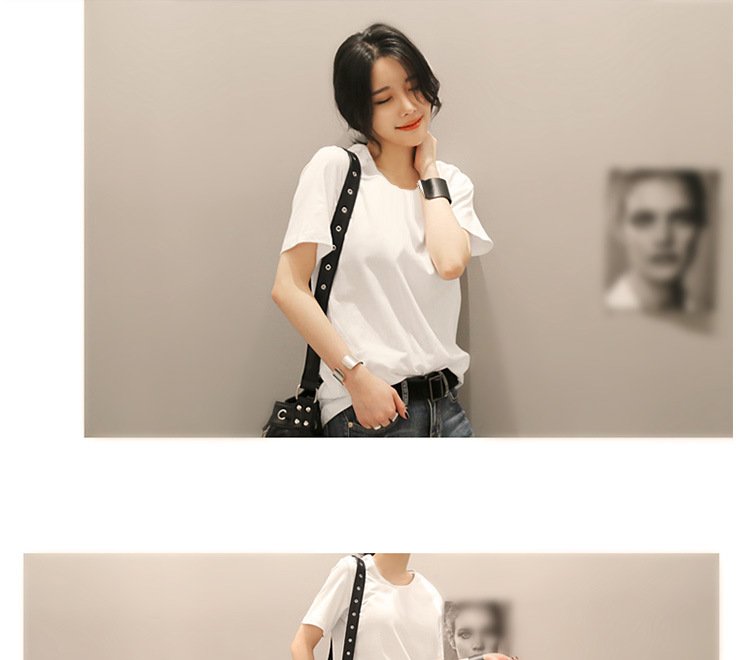 Vapetix M-XXL Pure White T-Shirt for Women, Short-Sleeve, Korean Style, Versatile, Loose Fit, Personalized, Top S – Bild 3