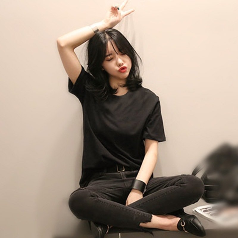 Vapetix M-XXL Pure White T-Shirt for Women, Short-Sleeve, Korean Style, Versatile, Loose Fit, Personalized, Top S – Bild 5