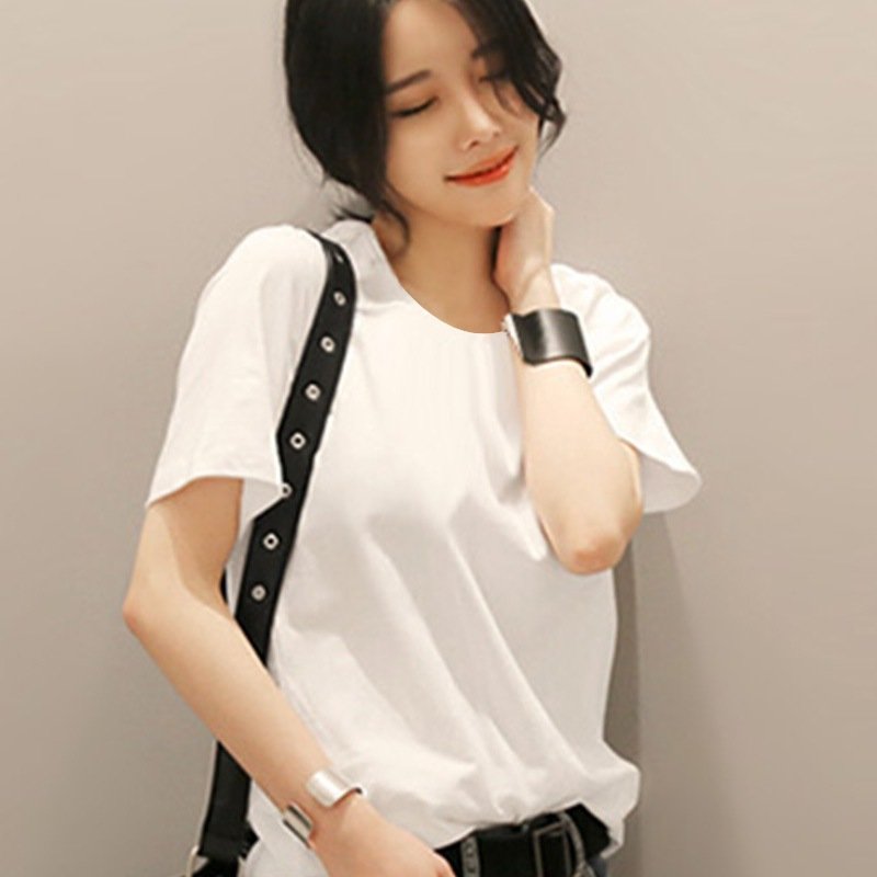 Vapetix M-XXL Pure White T-Shirt for Women, Short-Sleeve, Korean Style, Versatile, Loose Fit, Personalized, Top S – Bild 8
