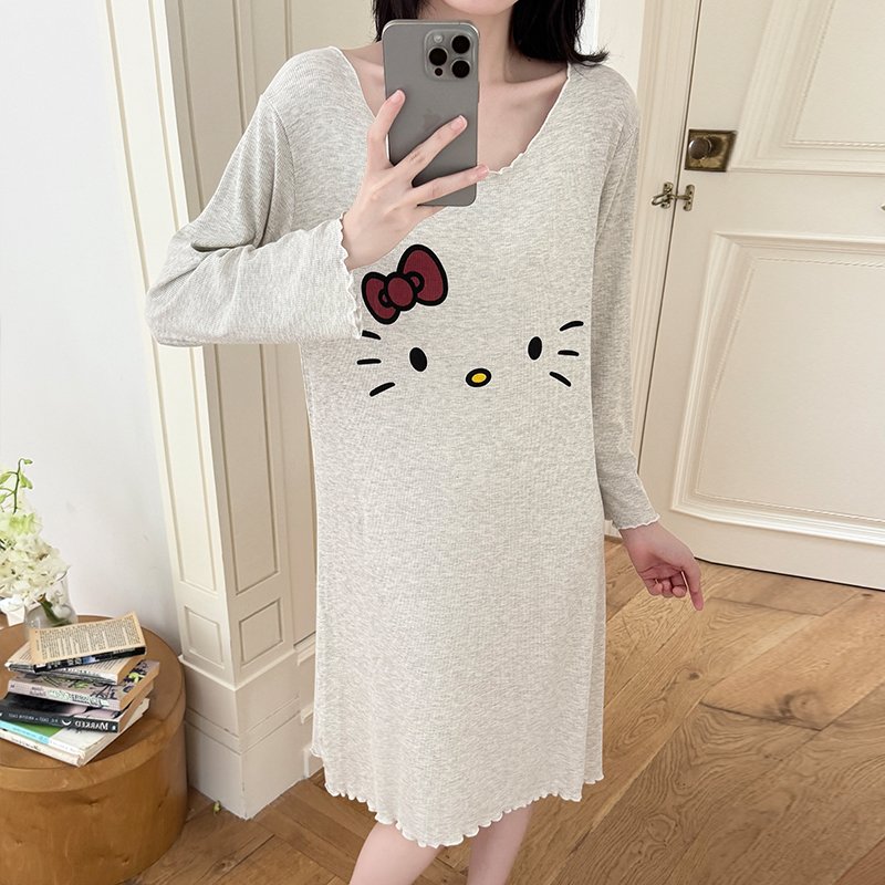 Vapetix M-XXL New Treasure (Autumn 80) Fall Medium-Long Loose Women's Cute and Sweet Cartoon Ribbed Pit Strip Cot – Bild 5