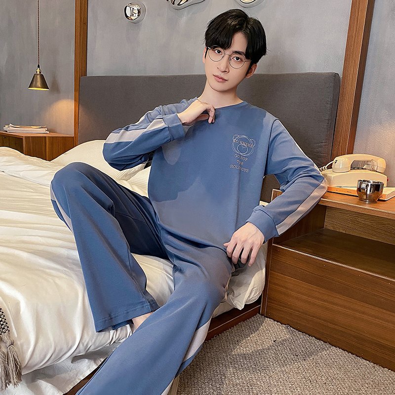 Vapetix L-XXXL Autumn New Cotton-Like Men's Loose-Fitting Crew Neck Pullover Long-Sleeve Long Pants Pajama Set for – Bild 5