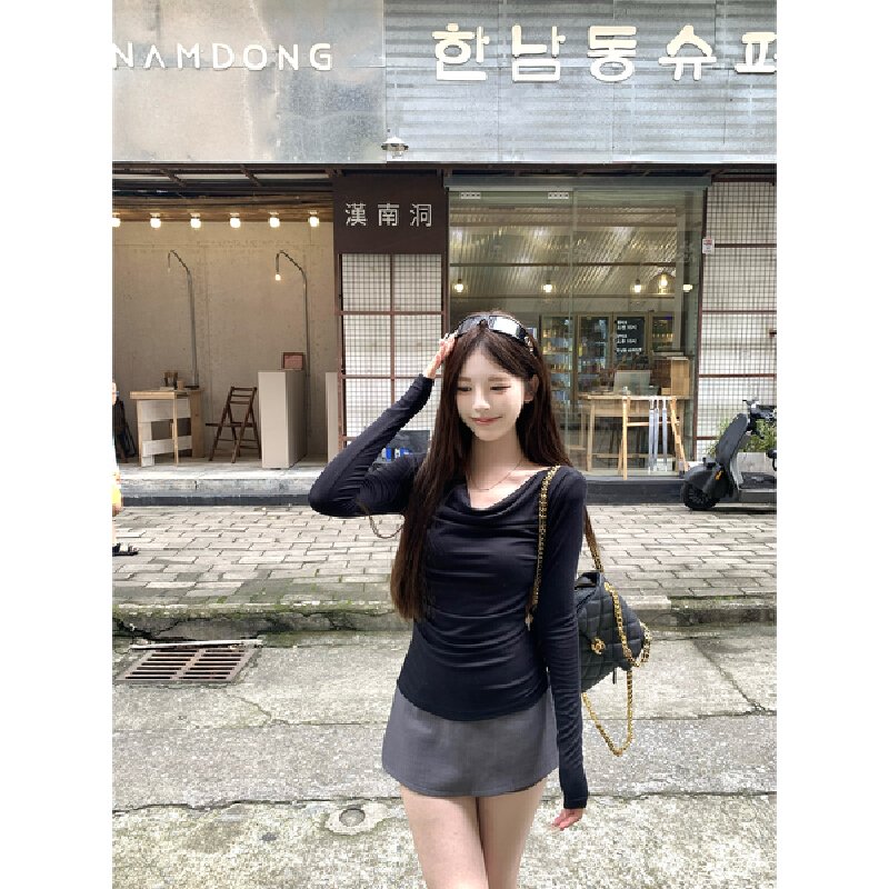 Vapetix S-XL Photographed Autumn Korean Version Pure Desire Nipple Collar Elegant Gentle Youthful Slimming Long – Bild 4