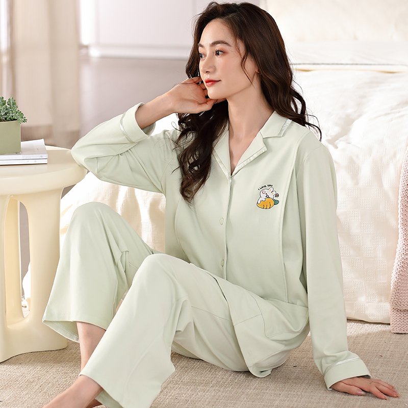 Vapetix M-XXXL Nursing Pajamas for Spring and Autumn Women, 6040 Pure Cotton Maternity Postpartum Feeding Clothes