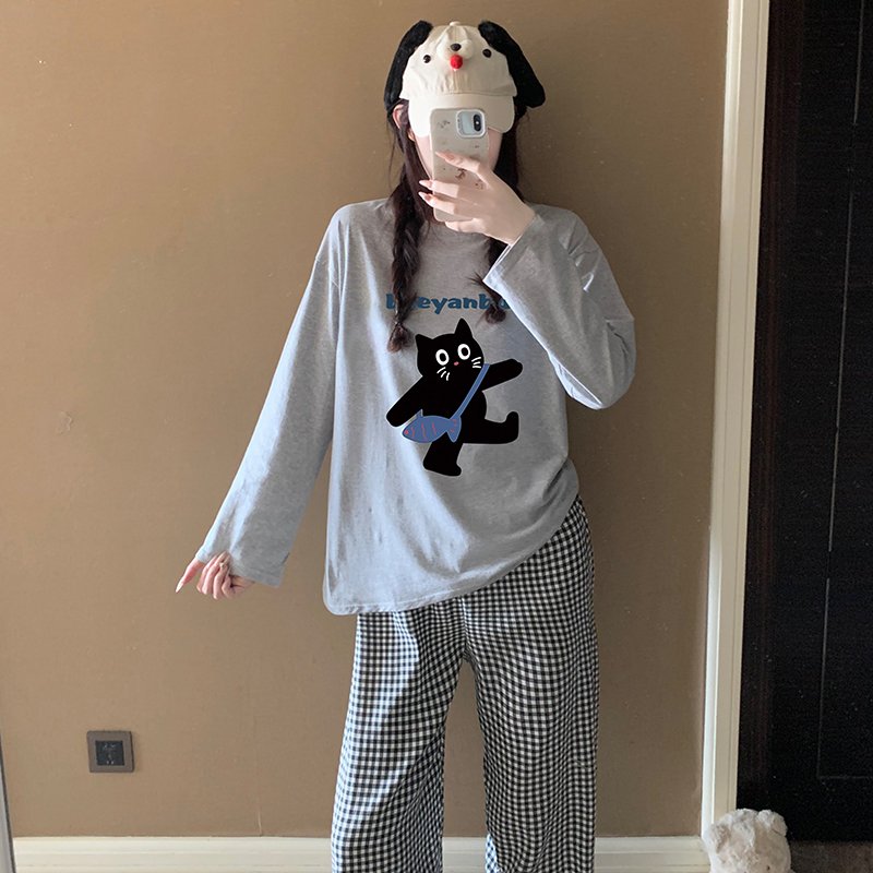 Vapetix M-XXL Orange Heart 【Batch 15】Autumn New Women's Pajama Top Pure Cotton Pants Cloud Cotton Cute Cartoon Sp