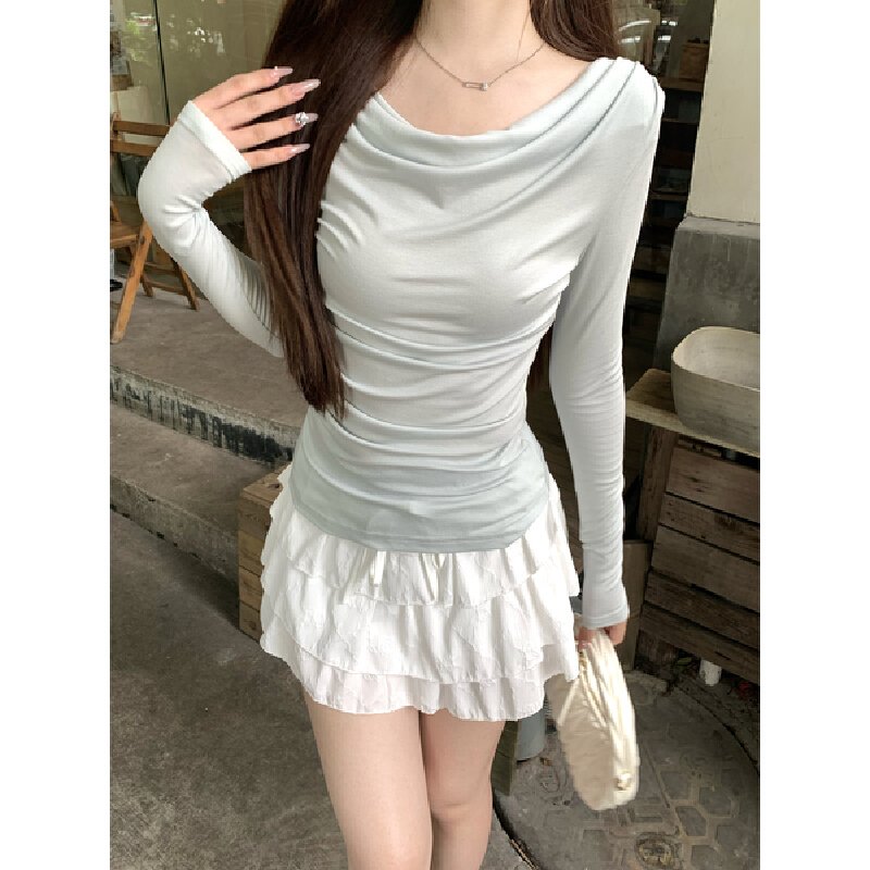 Vapetix S-XL Photographed Autumn Korean Version Pure Desire Nipple Collar Elegant Gentle Youthful Slimming Long – Bild 5