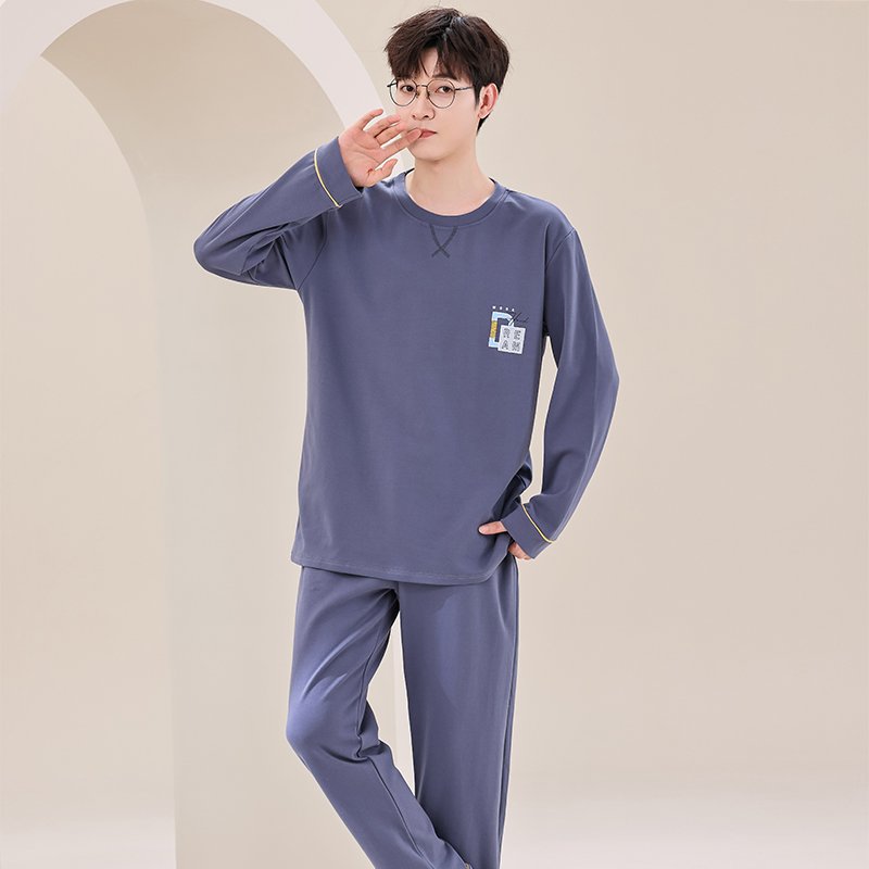 Vapetix L-XXXL Men's Spring and Autumn Sleepwear 2025 New Arrival Pure Cotton Long Sleeve Long Pants Autumn Large