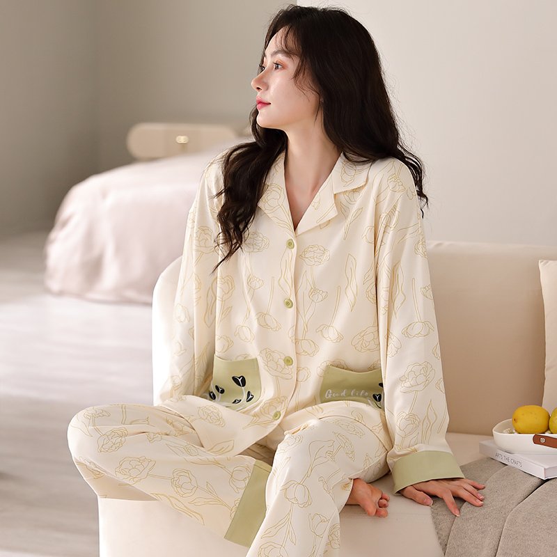 Vapetix M-XXXL Maternity Nursing Pajamas for Spring and Autumn - Women's 6040 Pure Cotton Postpartum Breastfeeding - 图片 5