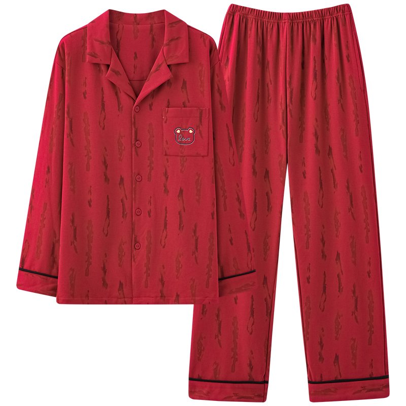 Vapetix M-XXXL Autumn New Cotton-Like Wedding Celebration Crewneck Sweatshirt and Long Pants Pajamas for Men and W – Bild 3