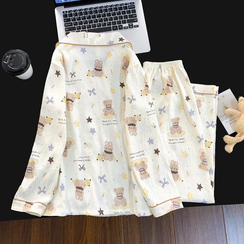 Vapetix M-XXL Qi Mengran 2025 Autumn Cloud Cotton Collarless Cardigan Long-Sleeve Long Pants Women's Set Casual H – Bild 2