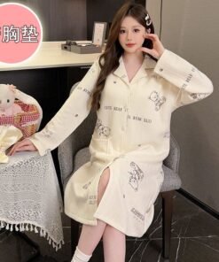 Vapetix 160(M)-175(2XL)  6535 Air Cotton Interlayer Women's Winter Sweet Padded Cardigan Long Sleeve Medium Length Loose Sle