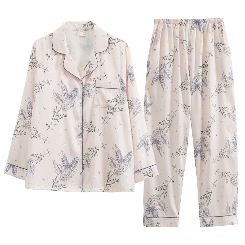 Vapetix 160(M)-175(XXL) Xuan Ke'er 2025 Autumn New High-End Silk Long-Sleeve Long Pants Loose Pajama Homecoming Dress M-2XL