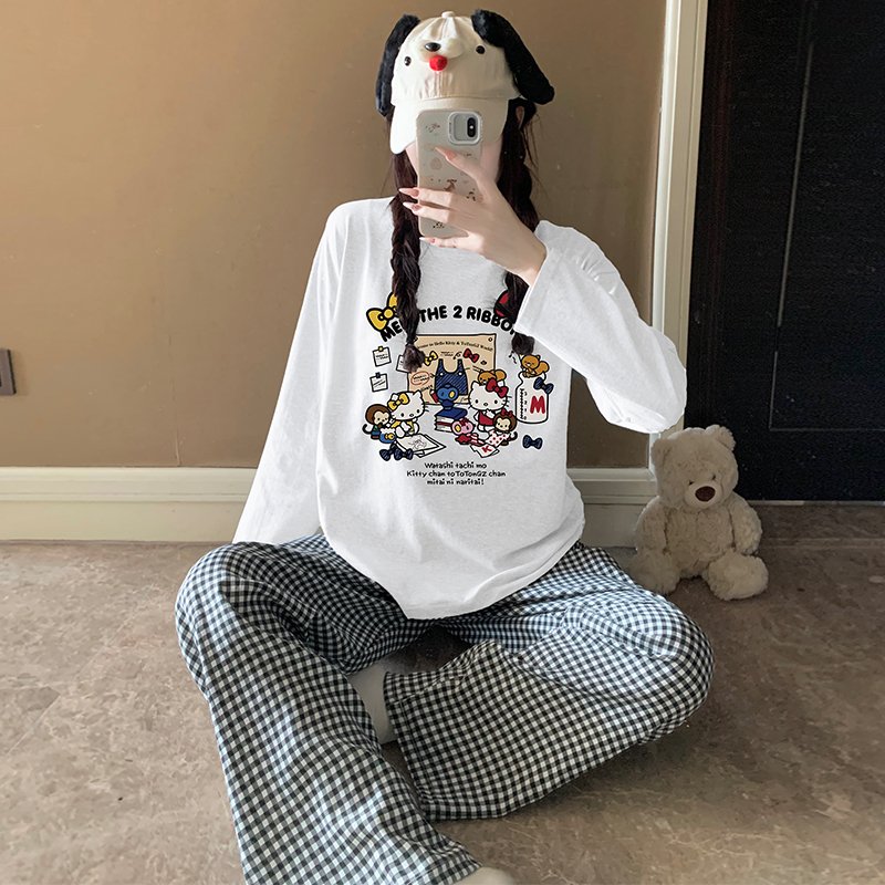 Vapetix M-XXL Orange Heart 【Batch 15】Autumn New Women's Sleepwear Top Pure Cotton Pants Cloud Cotton Cute Cartoon - 图片 5