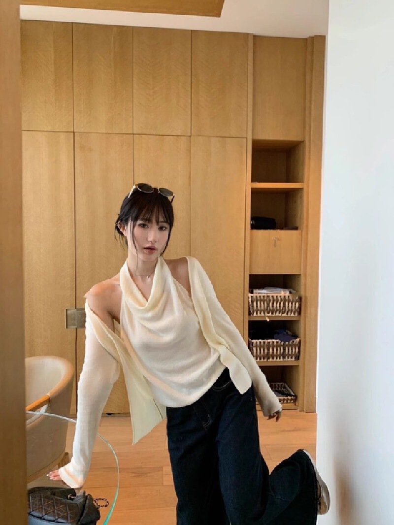 Vapetix Free Size-Free Size Sensual & Elegant Design: Fake Two-Piece Long-Sleeve T-Shirt for Women—Slimming, Fall/Winter New Ar – Bild 2