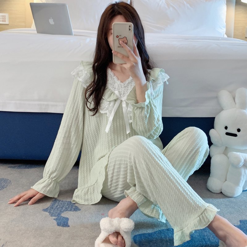 Vapetix M-XL Stellar V-Neck Lace Sweet Princess Style Homecoming Dress Spring and Autumn Season Pure Cotton Natu - 图片 5