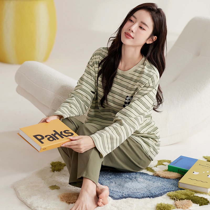 Vapetix M-XXL Autumn New Cotton-Like Women's Crew Neck Pullover Long-Sleeve Long Pants Pajama Set for Women Casua – Bild 2