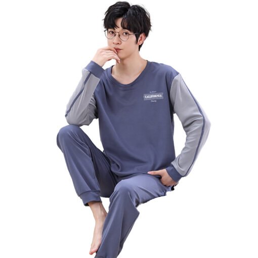 Vapetix L-XXXL  Men's Spring and Autumn Sleepwear Set 2025 New Arrival Pure Cotton Long-Sleeved Long Pants Autumn L