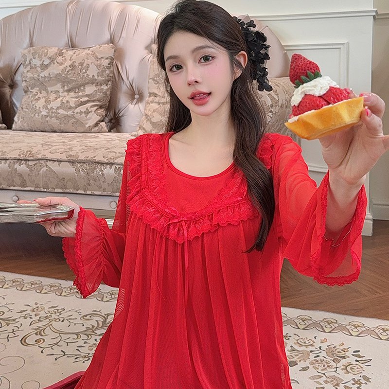 Vapetix M-XXL Orange Heart 【Batch 16】Autumn New Princess Style Cotton-Like Lining Lace Sweet Mesh with Breast Pad