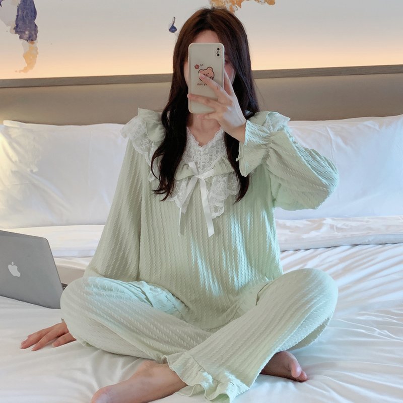 Vapetix M-XL Stellar V-Neck Lace Sweet Princess Style Homecoming Dress Spring and Autumn Season Pure Cotton Natu - 图片 3