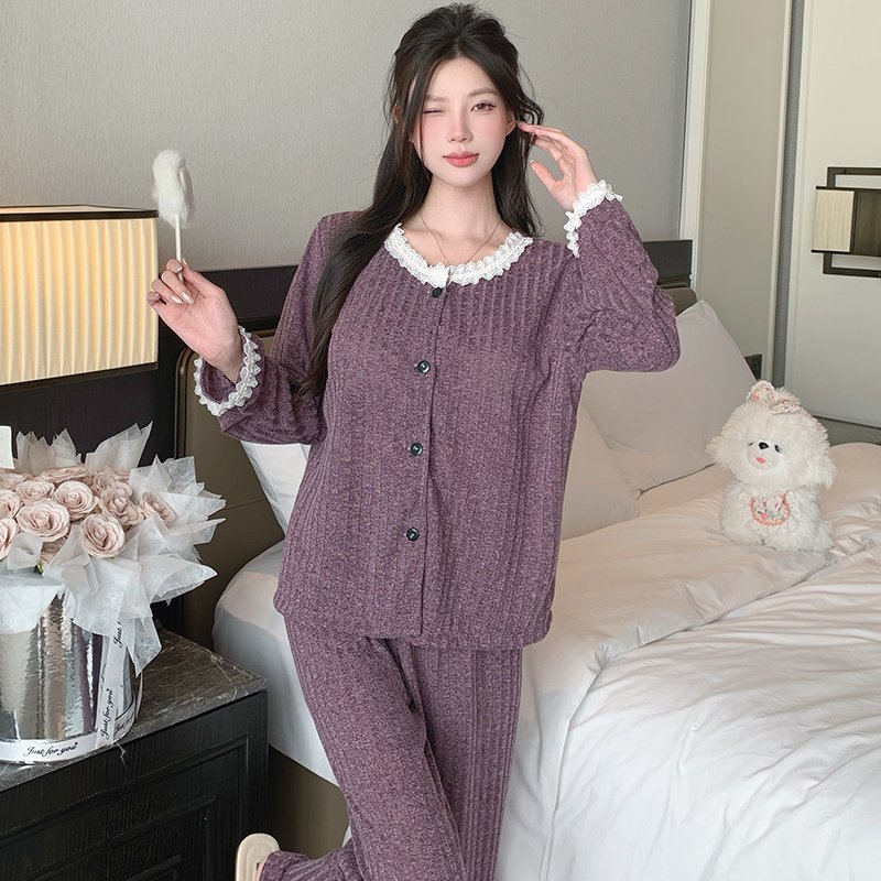 Vapetix M-XXL Fixed Chest Padded Ribbed Cashmere Thin Round Neck Fringe Front Fastener Long Sleeve Long Pants Spr – Bild 2