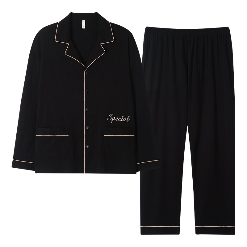 Vapetix L-4XL Autumn New Cotton-Like Men's Wide Stripe Stand Collar Open-Front Sweater Long-Sleeve Long Pants Paj - 图片 3