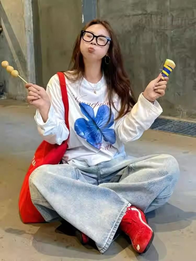 Vapetix S-3XL Official Image 21 Piece 100% Cotton - 210g Autumn Long Sleeve T-Shirt for Women Loose Top Printed