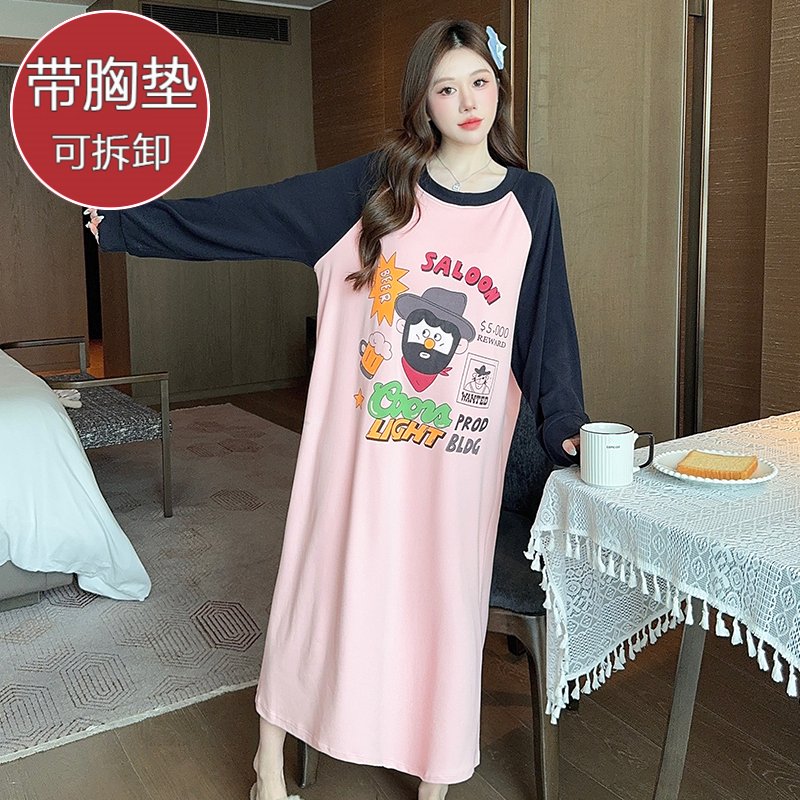 Vapetix M-5XL Women's Spring and Autumn Double-Sided Fleece Pajamas with Sweet Design, Bra Cup Padded Long-Sleeve – Bild 2