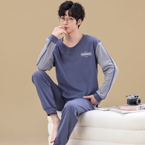 Vapetix L-XXXL  Men's Spring and Autumn Sleepwear Set 2025 New Arrival Pure Cotton Long-Sleeved Long Pants Autumn L – Bild 2