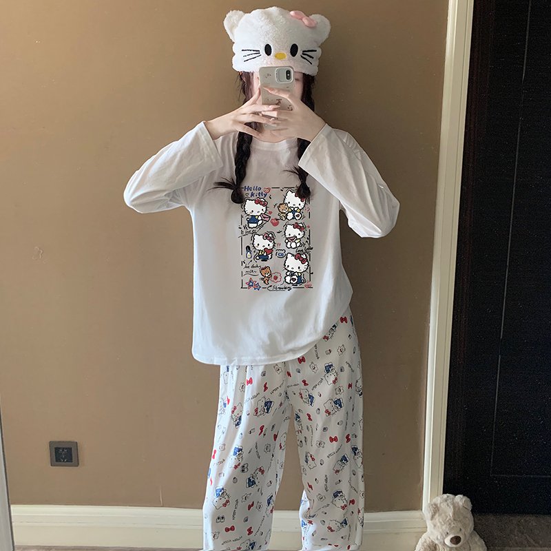 Vapetix M-XXL Orange Heart 【Batch 15】Autumn New Women's Pajama Top and Cotton Pants with Cloud Cotton, Cute Carto – Bild 2