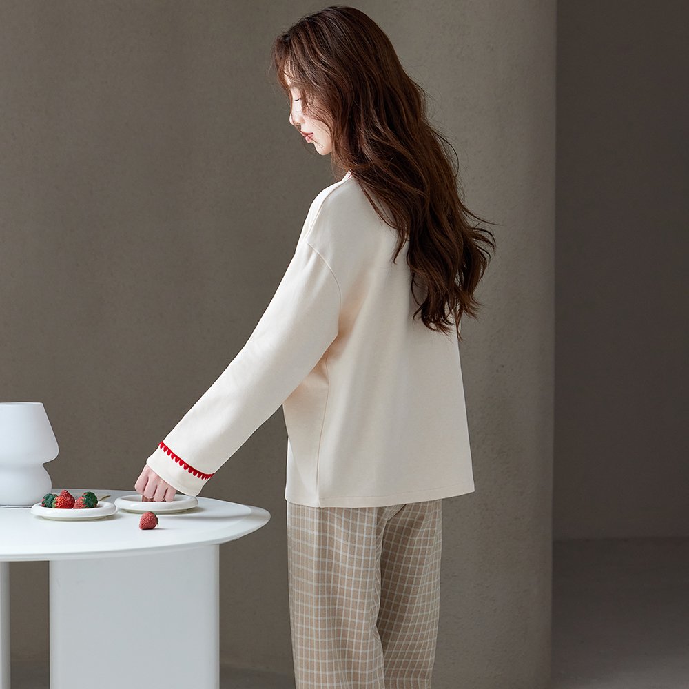 Vapetix M-XXL Cashmere Silk Double-Sided Collarless Open-Front Long-Sleeve Plaid Pants Winter Homecoming Suit Cut - 图片 2