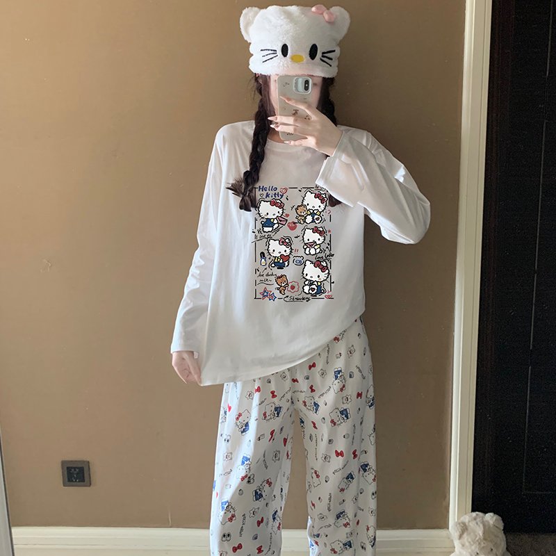 Vapetix M-XXL Orange Heart 【Batch 15】Autumn New Women's Pajama Top and Cotton Pants with Cloud Cotton, Cute Carto – Bild 3