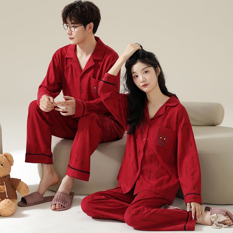 Vapetix M-XXXL Autumn New Cotton-Like Wedding Celebration Crewneck Sweatshirt and Long Pants Pajamas for Men and W – Bild 4