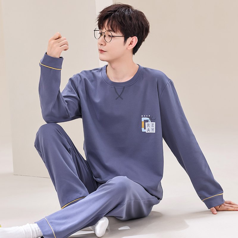 Vapetix L-XXXL Men's Spring and Autumn Sleepwear 2025 New Arrival Pure Cotton Long Sleeve Long Pants Autumn Large – Bild 2