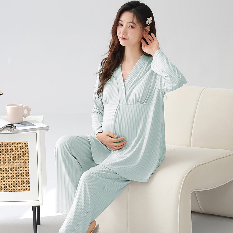 Vapetix M-XXL Women's Spring and Autumn New Long Sleeve Pajamas with Modal Blouse with Pads for Pregnant Women Po - 图片 2