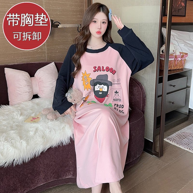 Vapetix M-5XL Women's Spring and Autumn Double-Sided Fleece Pajamas with Sweet Design, Bra Cup Padded Long-Sleeve – Bild 5