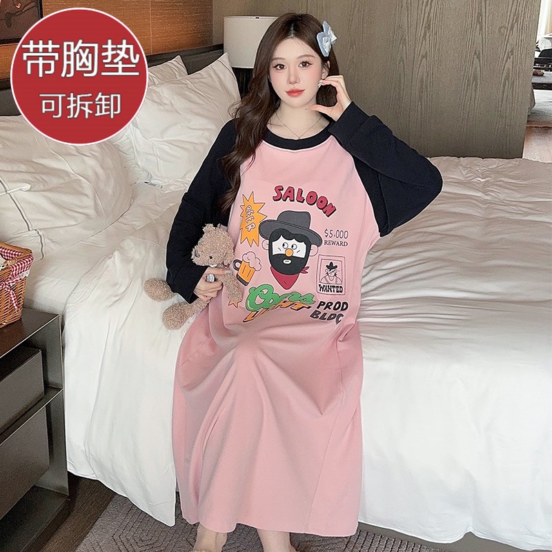 Vapetix M-5XL Women's Spring and Autumn Double-Sided Fleece Pajamas with Sweet Design, Bra Cup Padded Long-Sleeve – Bild 3