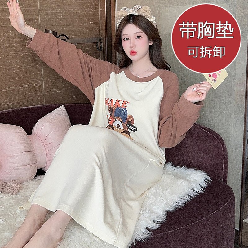 Vapetix 160(M)-5XL 【Qiao Mengran】Two-Faced Fleece 2025 New Cartoon Style Padded Medium-Long Nightgown Plus Size M 250 – Bild 3