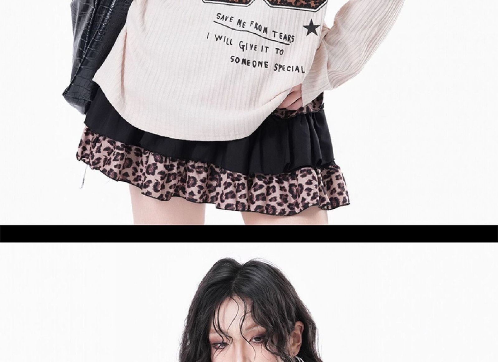 Vapetix S-XL Korean chic new original fabric American retro leopard print halter strap sleeveless long-sleeve to – Bild 5