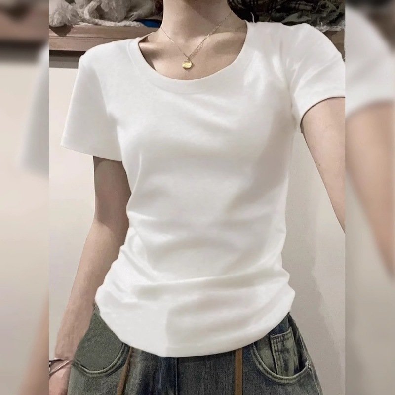 Vapetix S suggests within 90 pounds-The XL size suggestion is 115-130 pounds. Women's Summer Cotton T-shirt with Short Sleeve, Innerwear Top, Short Length, Fitted and Slimming, – Bild 2