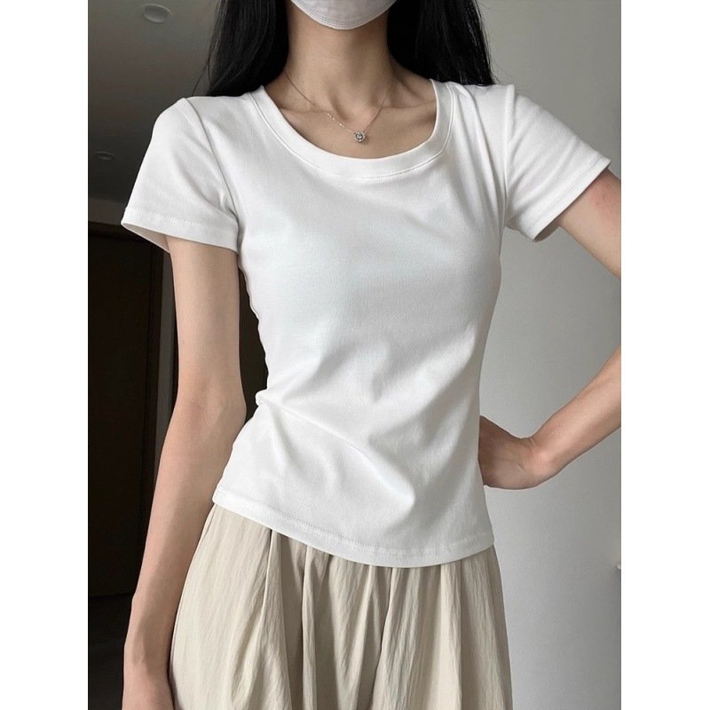 Vapetix S suggests within 90 pounds-The XL size suggestion is 115-130 pounds. Women's Summer Cotton T-shirt with Short Sleeve, Innerwear Top, Short Length, Fitted and Slimming, – Bild 3