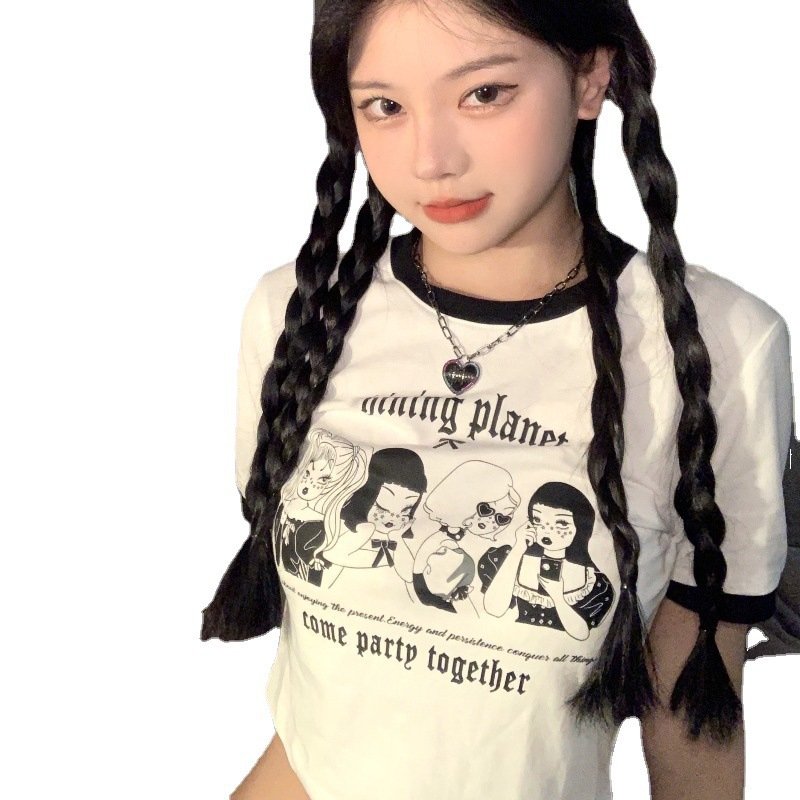 Vapetix M-2XL 2025 Short-Sleeve T-Shirts for Women, Summer, Slim-Fit, Cropped Tops, Perfect for Students – Bild 3