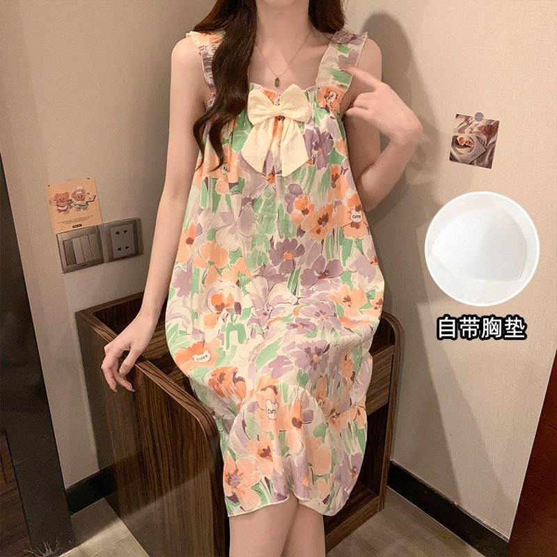 Vapetix M-XXL Women's Summer 2025 Cloud Cotton Camisole Pajamas with Small Sleeve Sleep Dress Homecoming Sweet an – Bild 2