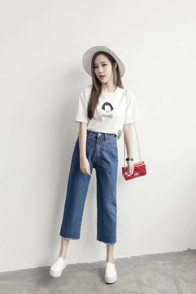 Vapetix S-4XL Autumn/Winter Korean Version High-Waisted Slim Straight Leg Jeans for Women Loose Fringe Nine-Legge – Bild 4