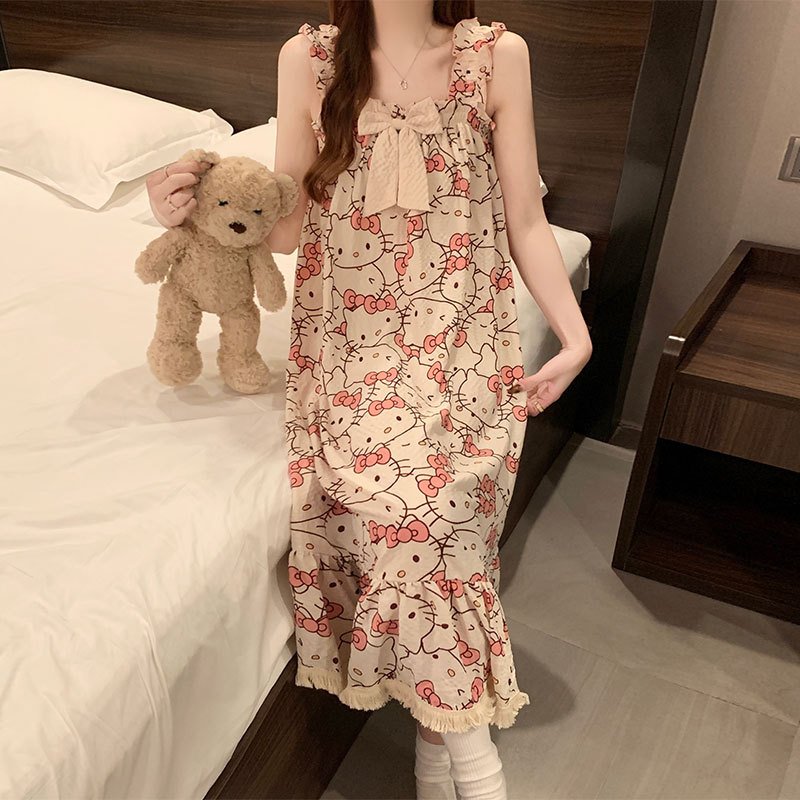 Vapetix M-XXL Women's Summer 2025 Cloud Cotton Camisole Pajamas with Small Sleeve Sleep Dress Homecoming Sweet an – Bild 4