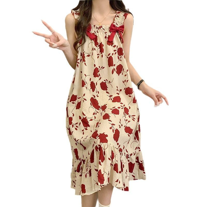 Vapetix M-XXL Women's Summer 2025 Cloud Cotton Camisole Pajamas with Small Sleeve Sleep Dress Homecoming Sweet an – Bild 5