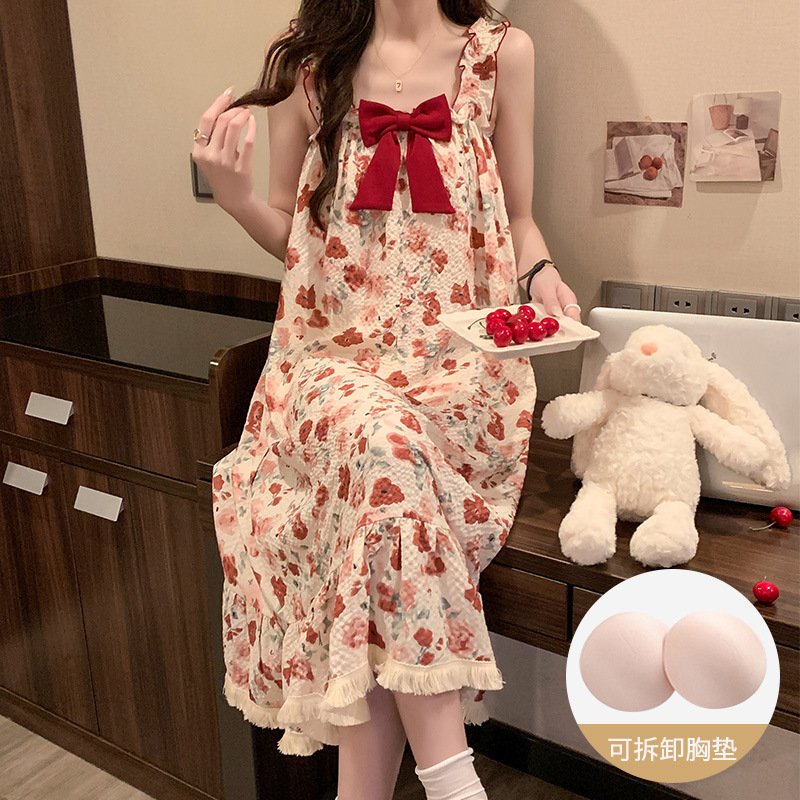 Vapetix M-XXL Women's Summer 2025 Cloud Cotton Camisole Pajamas with Small Sleeve Sleep Dress Homecoming Sweet an – Bild 6