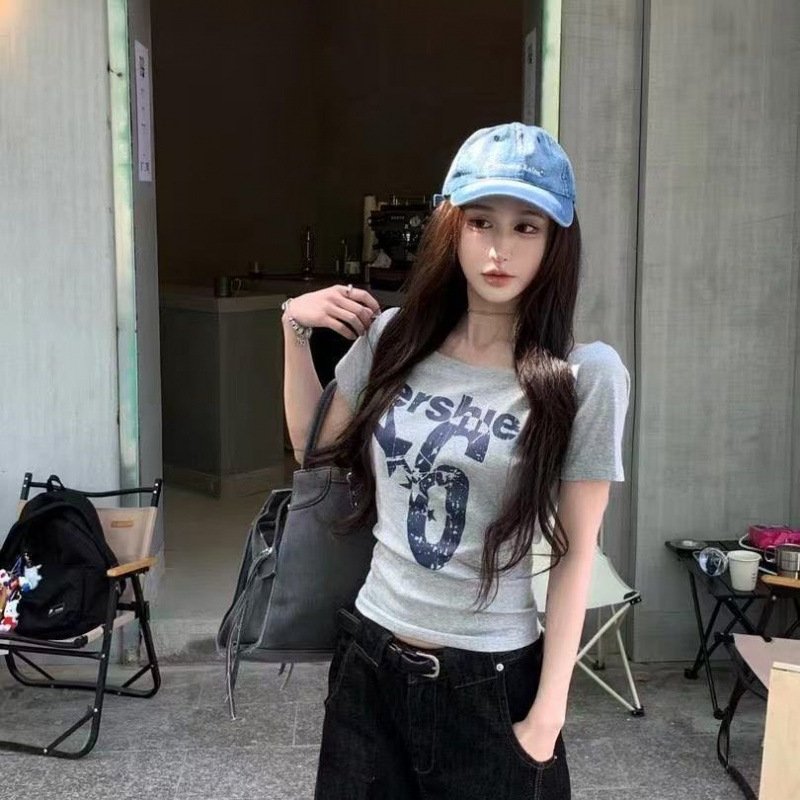 Vapetix S 80-99-XL 120-130 American Style Spicy Girl White Off-the-Shoulder Strapless Short Sleeve T-Shirt for Women - Summer – Bild 5